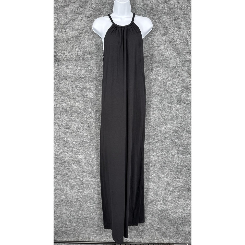 Soft Joie Dress Womens S Black Halter Braided Strap Jersey Maxi Sundress